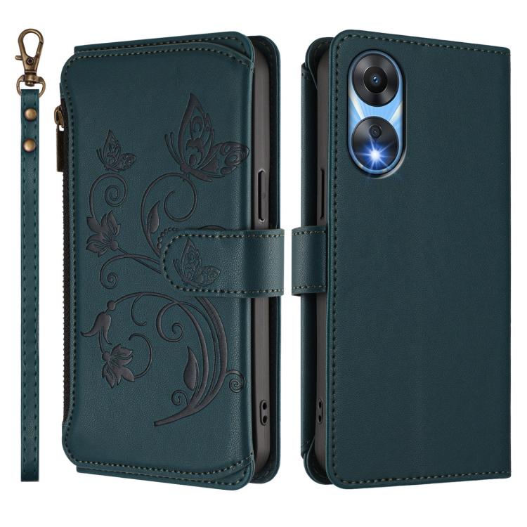 For OPPO A78 5G Global / A1x 5G Butterfly Love Flower Multi-card Zipper Wallet Leather Phone Case
