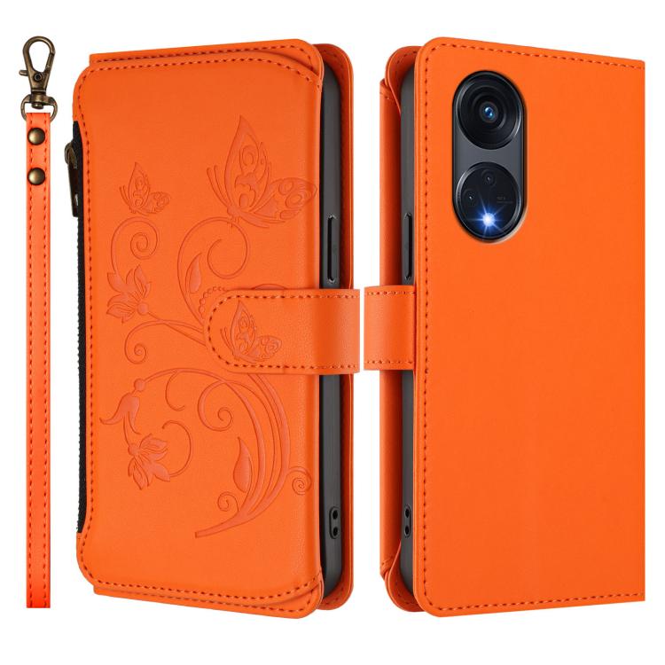 For OPPO Reno8 T 5G Global /  A1 Pro 5G Butterfly Love Flower Multi-card Zipper Wallet Leather Phone Case