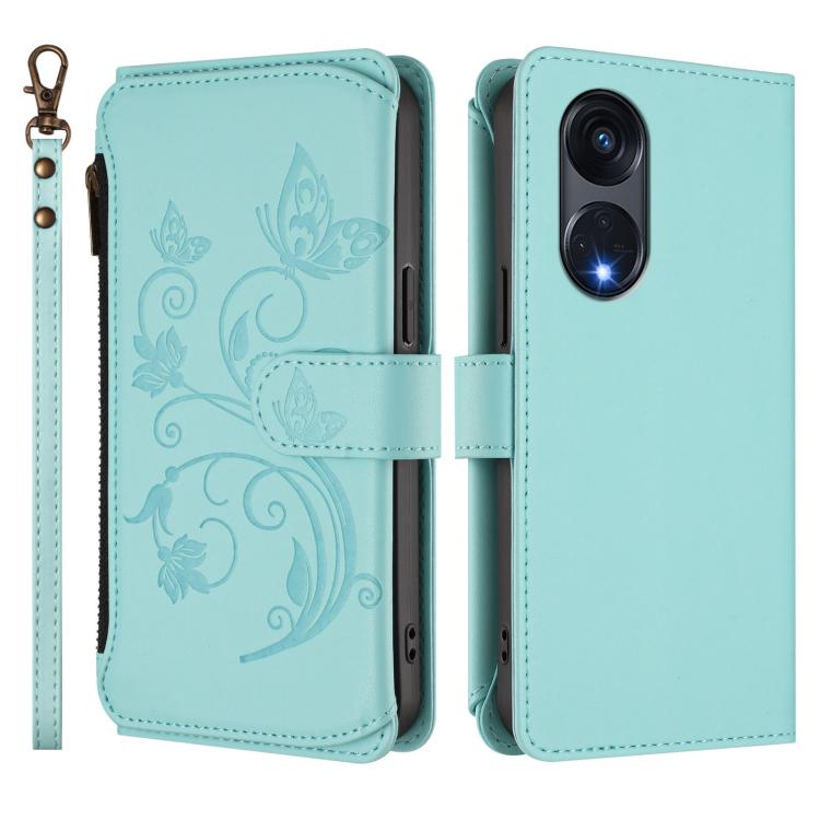 For OPPO Reno8 T 5G Global /  A1 Pro 5G Butterfly Love Flower Multi-card Zipper Wallet Leather Phone Case
