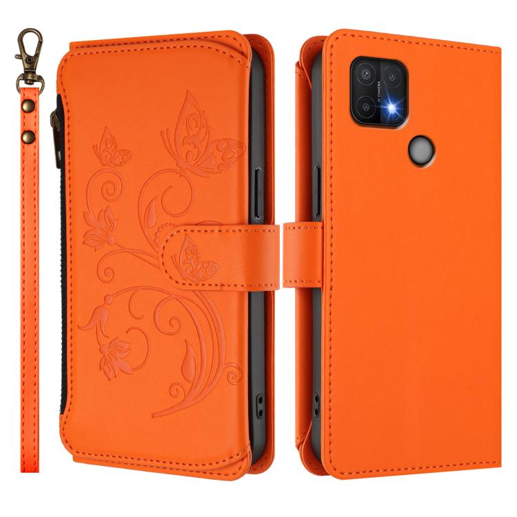 For OPPO A16e / A16k Butterfly Love Flower Multi-card Zipper Wallet Leather Phone Case