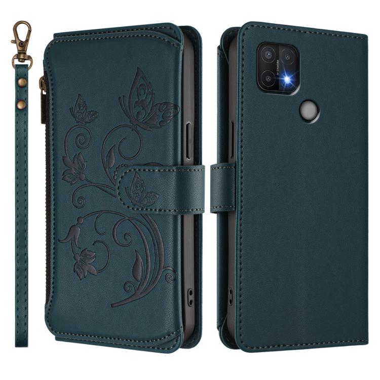 For OPPO A16e / A16k Butterfly Love Flower Multi-card Zipper Wallet Leather Phone Case