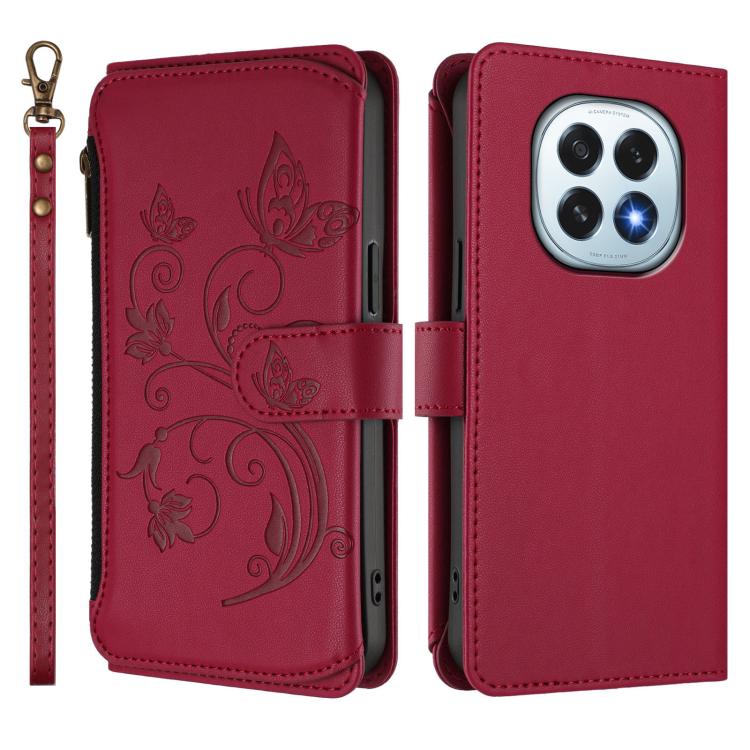 For OPPO F29 5G Global Butterfly Love Flower Multi-card Zipper Wallet Leather Phone Case