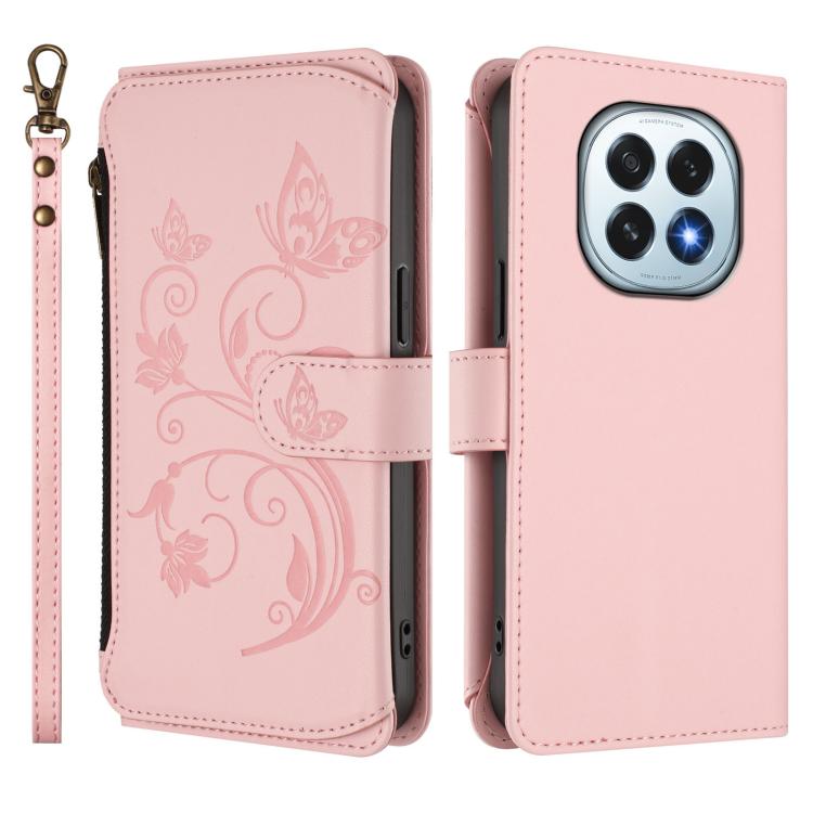 For OPPO F29 5G Global Butterfly Love Flower Multi-card Zipper Wallet Leather Phone Case