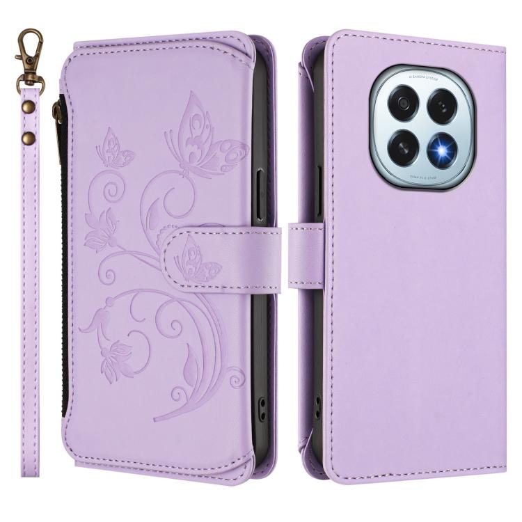 For OPPO F29 5G Global Butterfly Love Flower Multi-card Zipper Wallet Leather Phone Case