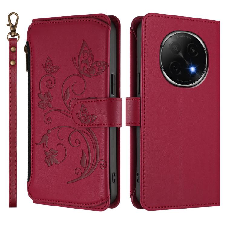 For OPPO F29 Pro 5G Global Butterfly Love Flower Multi-card Zipper Wallet Leather Phone Case