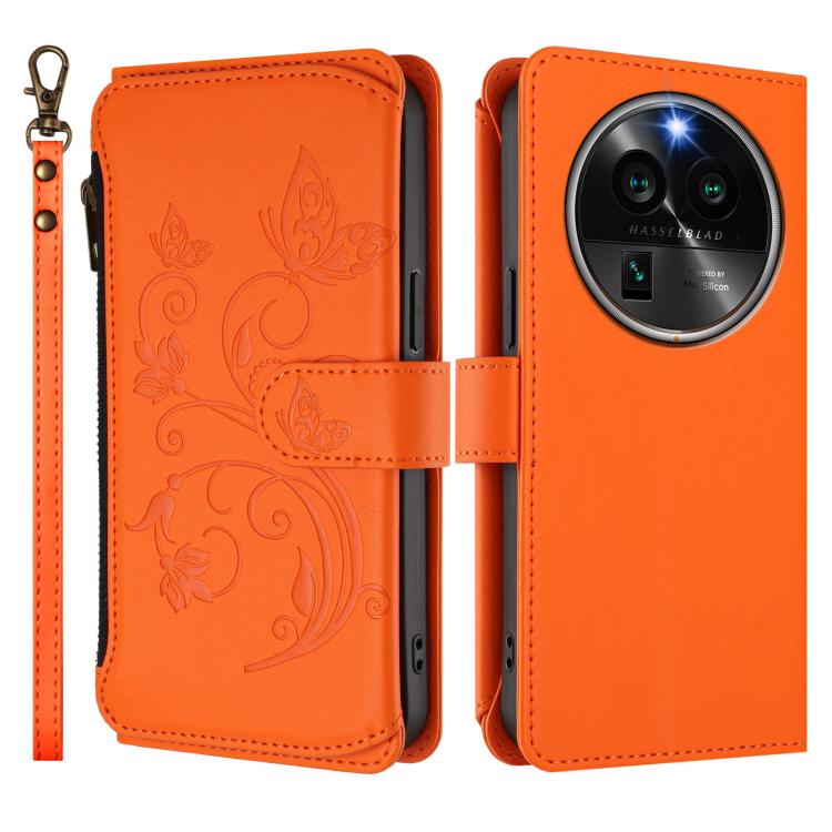 For OPPO Find X6 Pro 5G Butterfly Love Flower Multi-card Zipper Wallet Leather Phone Case