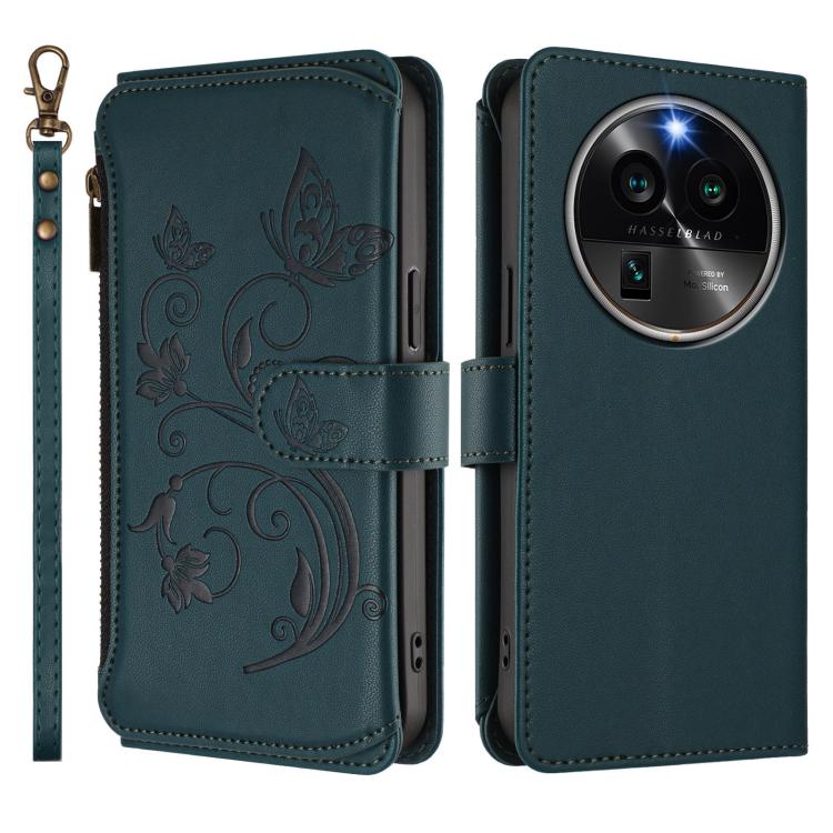 For OPPO Find X6 Pro 5G Butterfly Love Flower Multi-card Zipper Wallet Leather Phone Case
