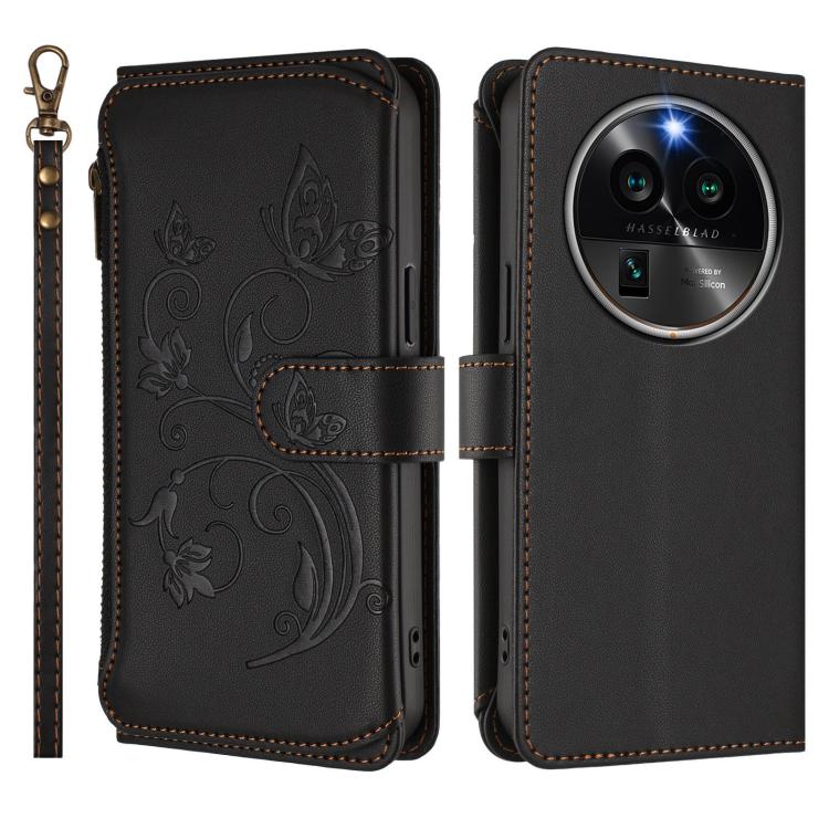 For OPPO Find X6 Pro 5G Butterfly Love Flower Multi-card Zipper Wallet Leather Phone Case