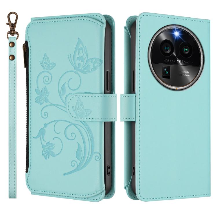 For OPPO Find X6 Pro 5G Butterfly Love Flower Multi-card Zipper Wallet Leather Phone Case