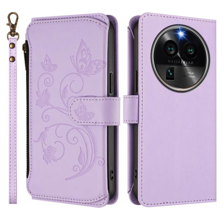 For OPPO Find X6 Pro 5G Butterfly Love Flower Multi-card Zipper Wallet Leather Phone Case