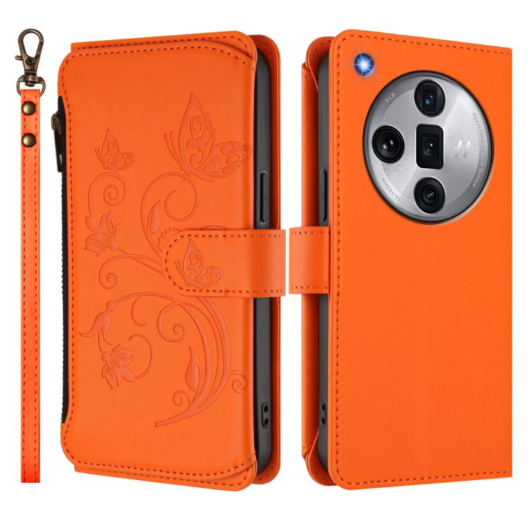 For OPPO Find X7 Ultra Butterfly Love Flower Multi-card Zipper Wallet Leather Phone Case