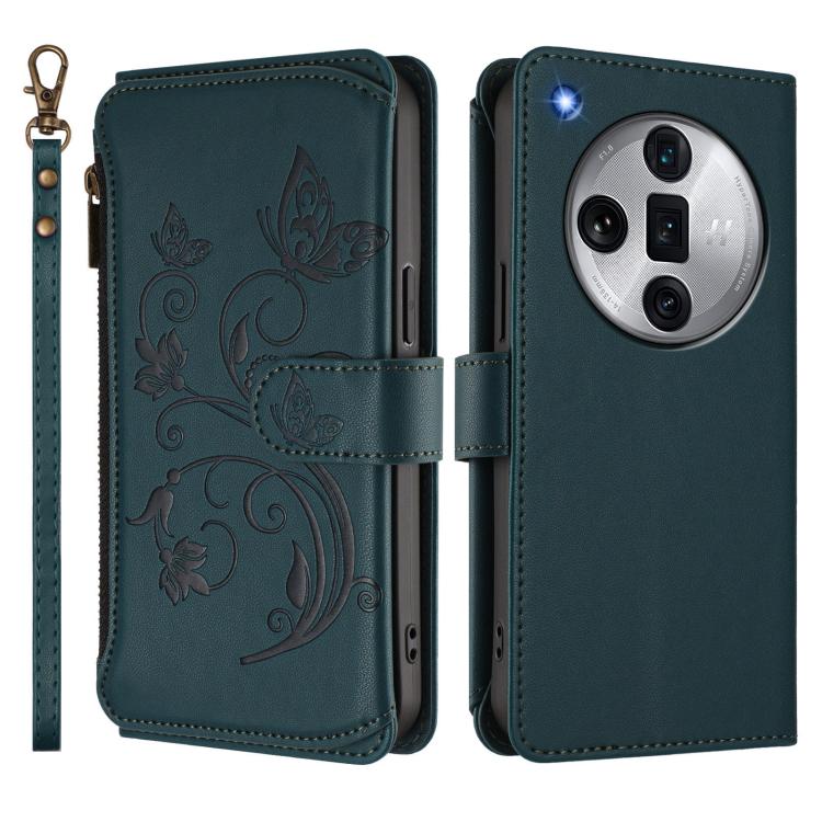 For OPPO Find X7 Ultra Butterfly Love Flower Multi-card Zipper Wallet Leather Phone Case