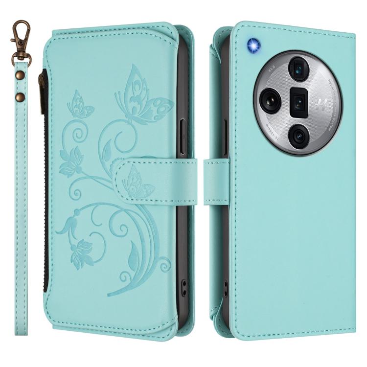For OPPO Find X7 Ultra Butterfly Love Flower Multi-card Zipper Wallet Leather Phone Case