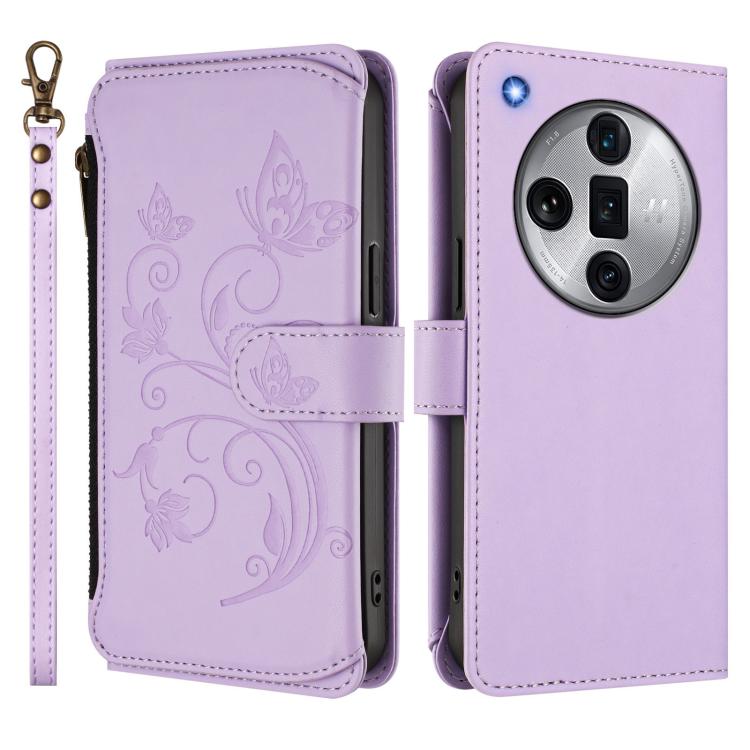 For OPPO Find X7 Ultra Butterfly Love Flower Multi-card Zipper Wallet Leather Phone Case