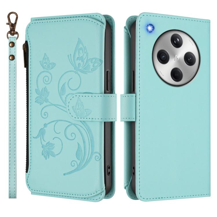 For OPPO Find X8 5G Butterfly Love Flower Multi-card Zipper Wallet Leather Phone Case