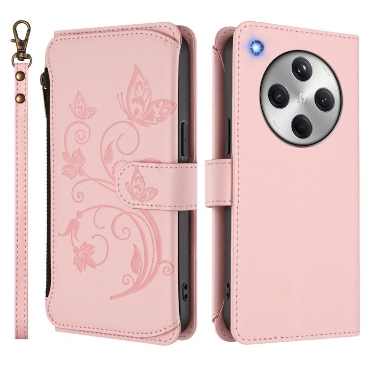 For OPPO Find X8 5G Butterfly Love Flower Multi-card Zipper Wallet Leather Phone Case