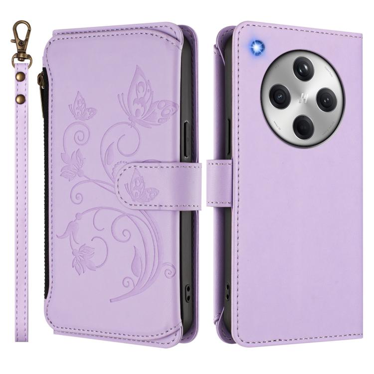 For OPPO Find X8 5G Butterfly Love Flower Multi-card Zipper Wallet Leather Phone Case