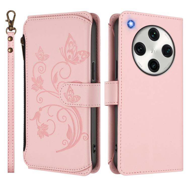 For OPPO Find X8 Pro 5G Butterfly Love Flower Multi-card Zipper Wallet Leather Phone Case