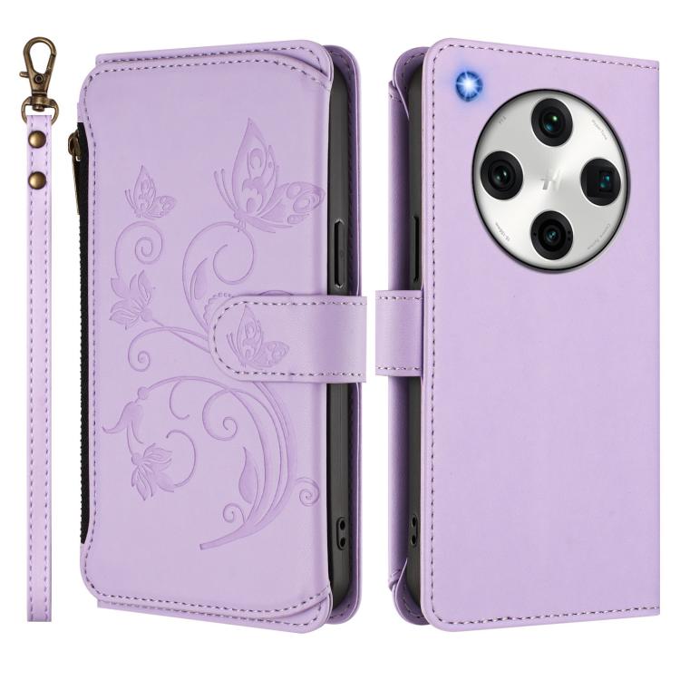 For OPPO Find X8 Pro 5G Butterfly Love Flower Multi-card Zipper Wallet Leather Phone Case