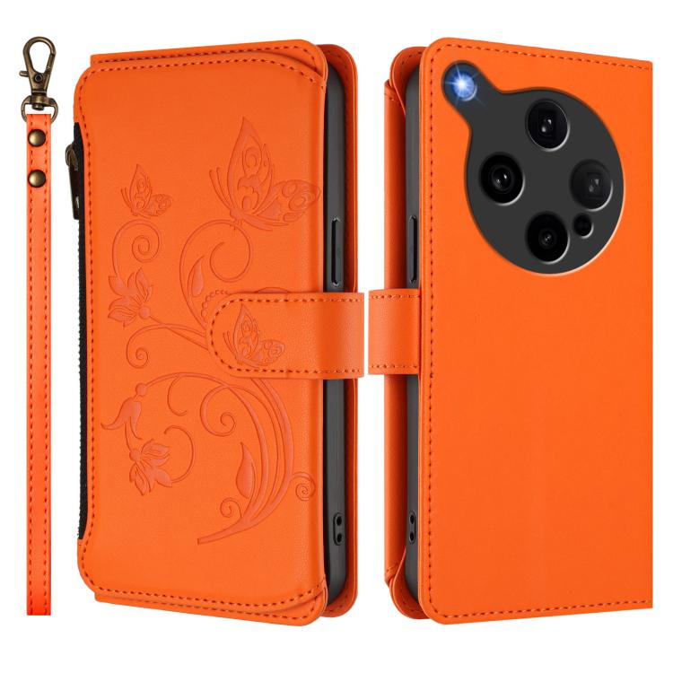 For OPPO Find X8 Ultra 5G Butterfly Love Flower Multi-card Zipper Wallet Leather Phone Case