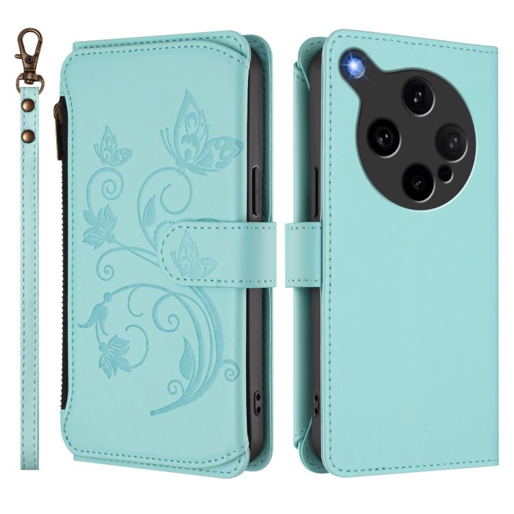 For OPPO Find X8 Ultra 5G Butterfly Love Flower Multi-card Zipper Wallet Leather Phone Case