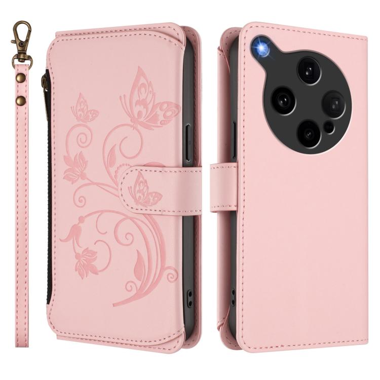For OPPO Find X8 Ultra 5G Butterfly Love Flower Multi-card Zipper Wallet Leather Phone Case