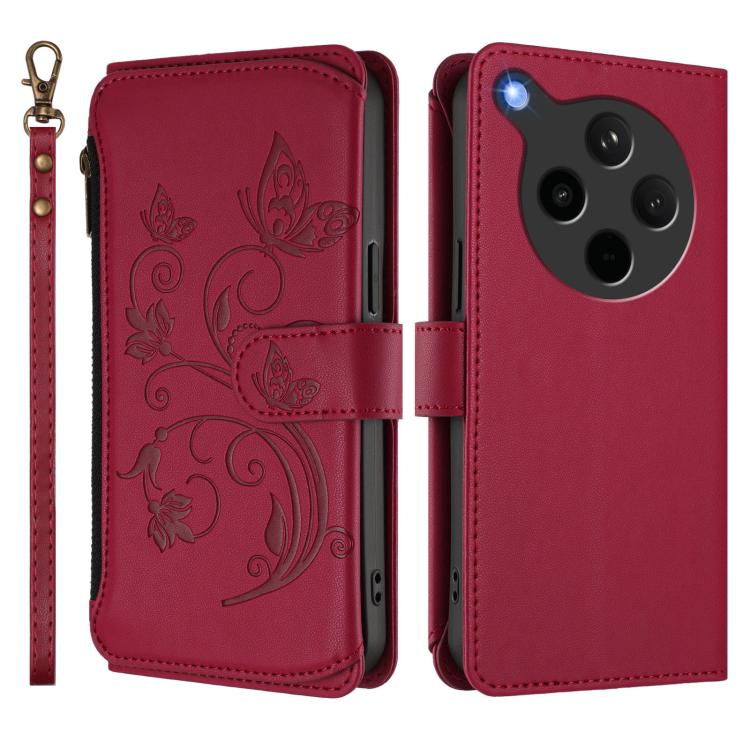 For OPPO Find X8s+ 5G Butterfly Love Flower Multi-card Zipper Wallet Leather Phone Case