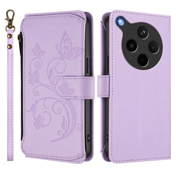 For OPPO Find X8s+ 5G Butterfly Love Flower Multi-card Zipper Wallet Leather Phone Case