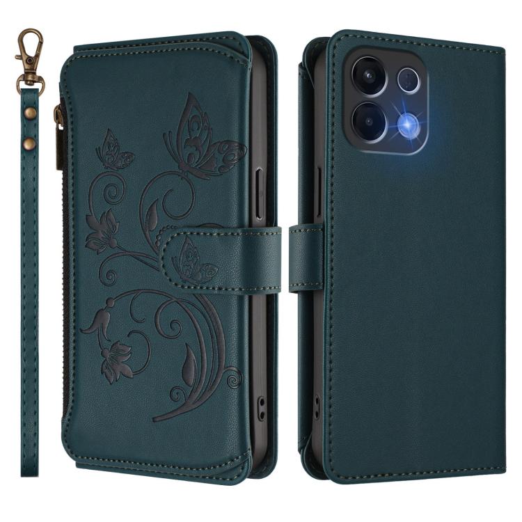 For OPPO K13 India Butterfly Love Flower Multi-card Zipper Wallet Leather Phone Case