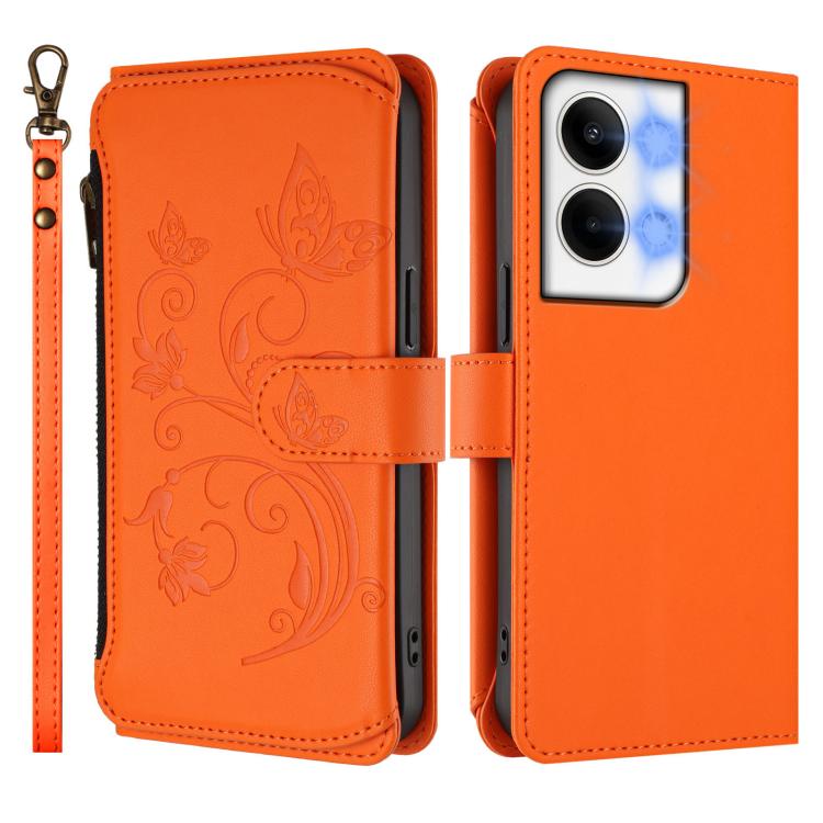 For OPPO Reno9 / Reno9 Pro 5G Butterfly Love Flower Multi-card Zipper Wallet Leather Phone Case
