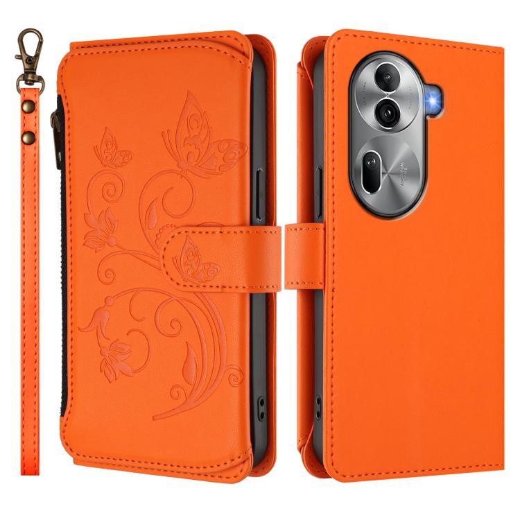 For OPPO Reno11 Pro 5G Global Butterfly Love Flower Multi-card Zipper Wallet Leather Phone Case