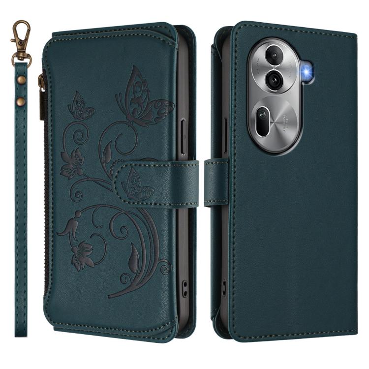 For OPPO Reno11 Pro 5G Global Butterfly Love Flower Multi-card Zipper Wallet Leather Phone Case