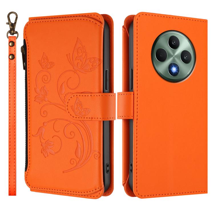 For OPPO Reno12 F 5G / 4G Butterfly Love Flower Multi-card Zipper Wallet Leather Phone Case