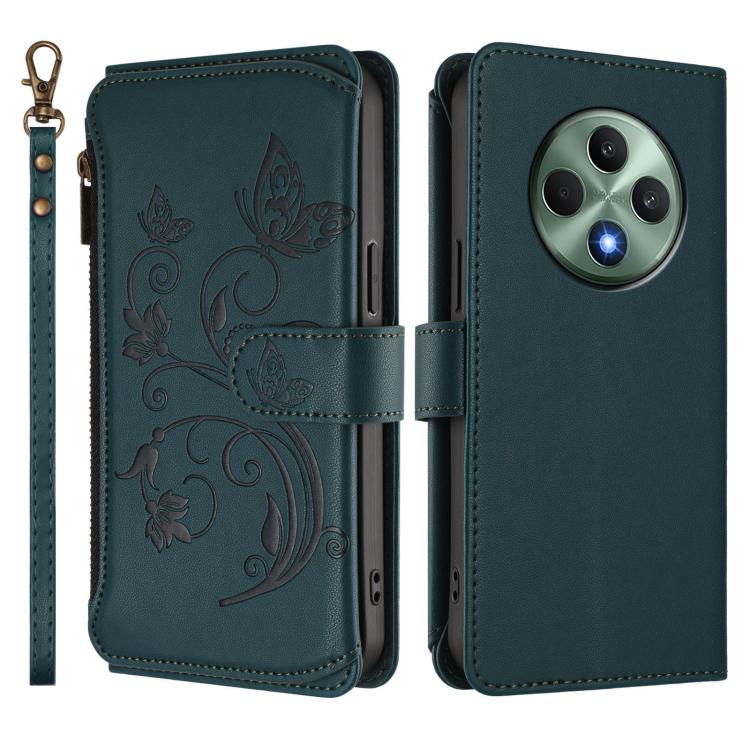 For OPPO Reno12 F 5G / 4G Butterfly Love Flower Multi-card Zipper Wallet Leather Phone Case
