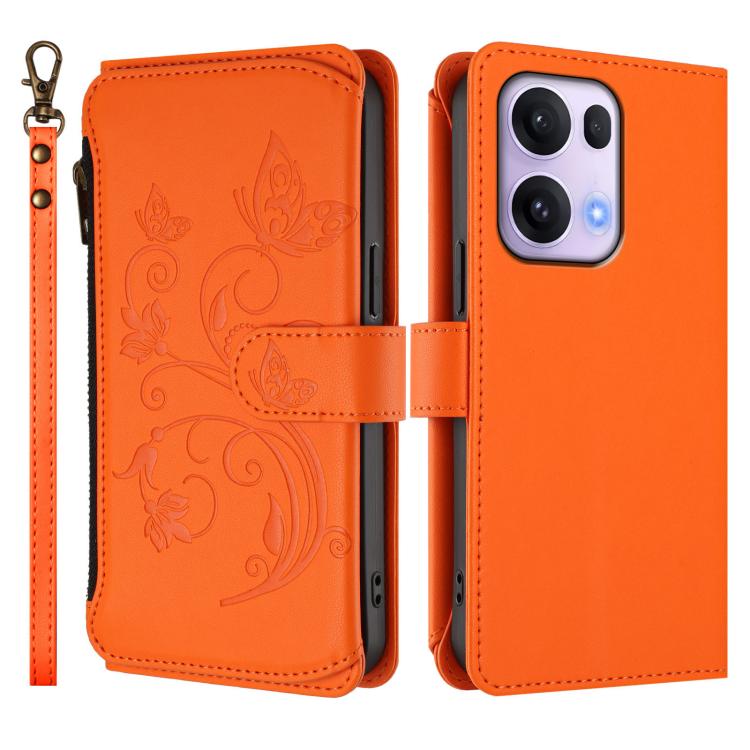 For OPPO Reno13 Pro 5G Global Butterfly Love Flower Multi-card Zipper Wallet Leather Phone Case