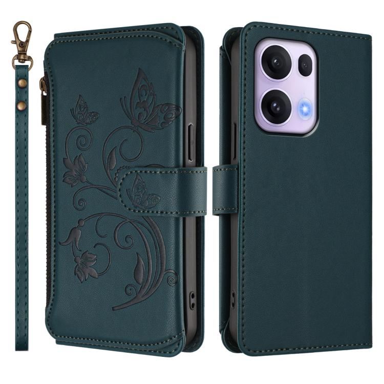 For OPPO Reno13 Pro 5G Global Butterfly Love Flower Multi-card Zipper Wallet Leather Phone Case