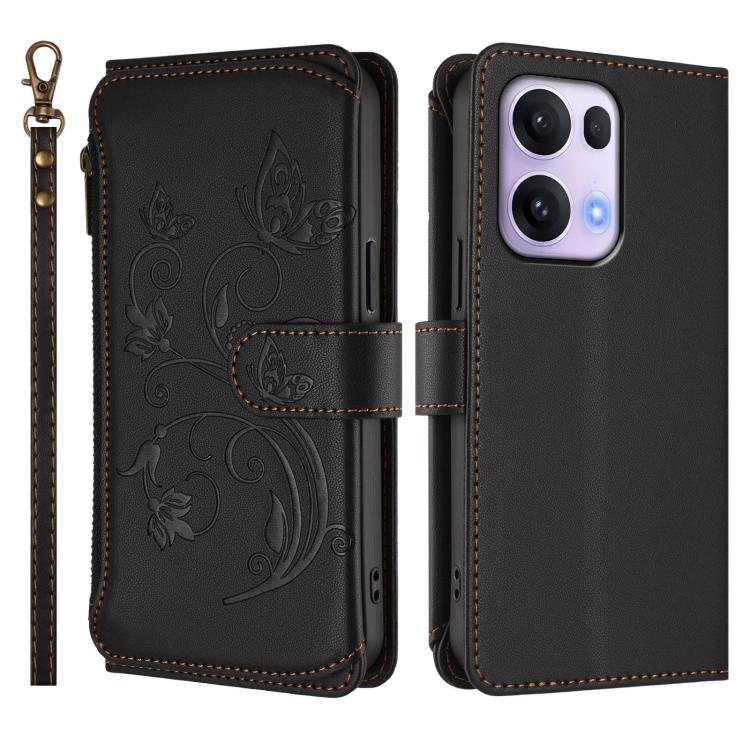 For OPPO Reno13 Pro 5G Global Butterfly Love Flower Multi-card Zipper Wallet Leather Phone Case