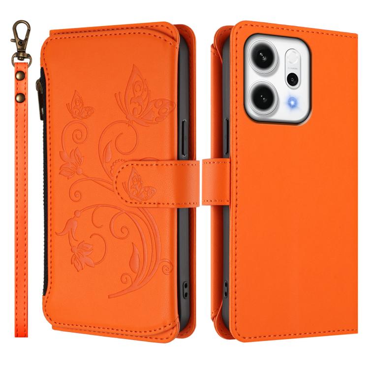 For OPPO Reno14 F 5G / Reno14 5G Butterfly Love Flower Multi-card Zipper Wallet Leather Phone Case