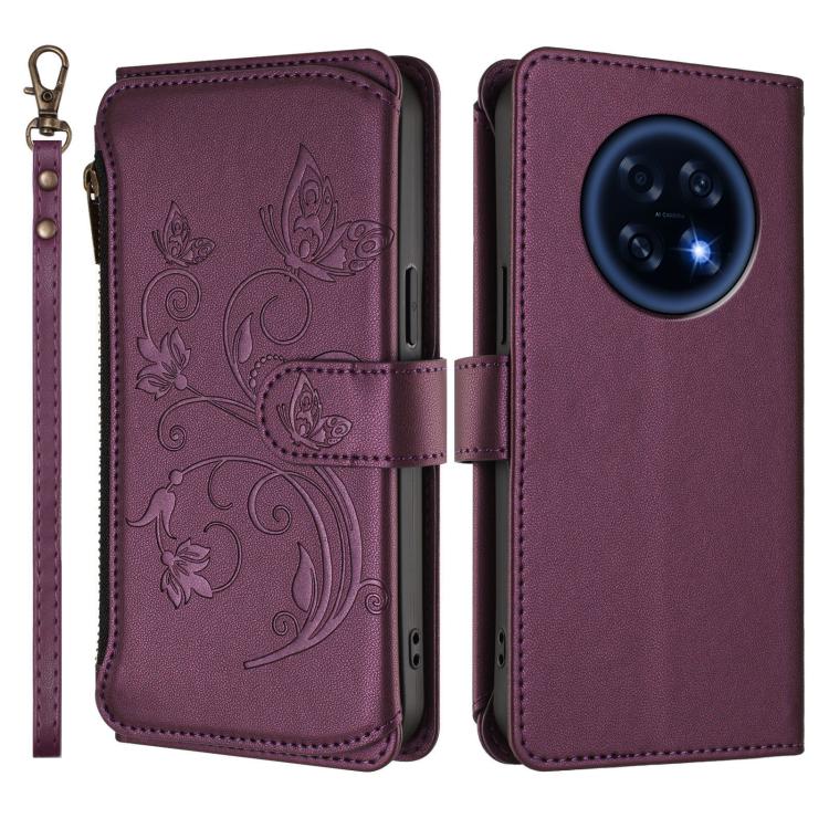 For OPPO A6 GT 5G Butterfly Love Flower Multi-card Zipper Wallet Leather Phone Case