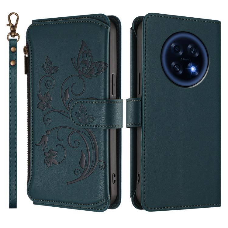 For OPPO A6 GT 5G Butterfly Love Flower Multi-card Zipper Wallet Leather Phone Case