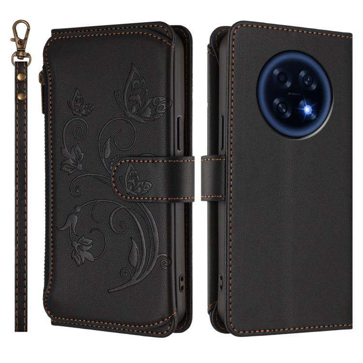 For OPPO A6 GT 5G Butterfly Love Flower Multi-card Zipper Wallet Leather Phone Case