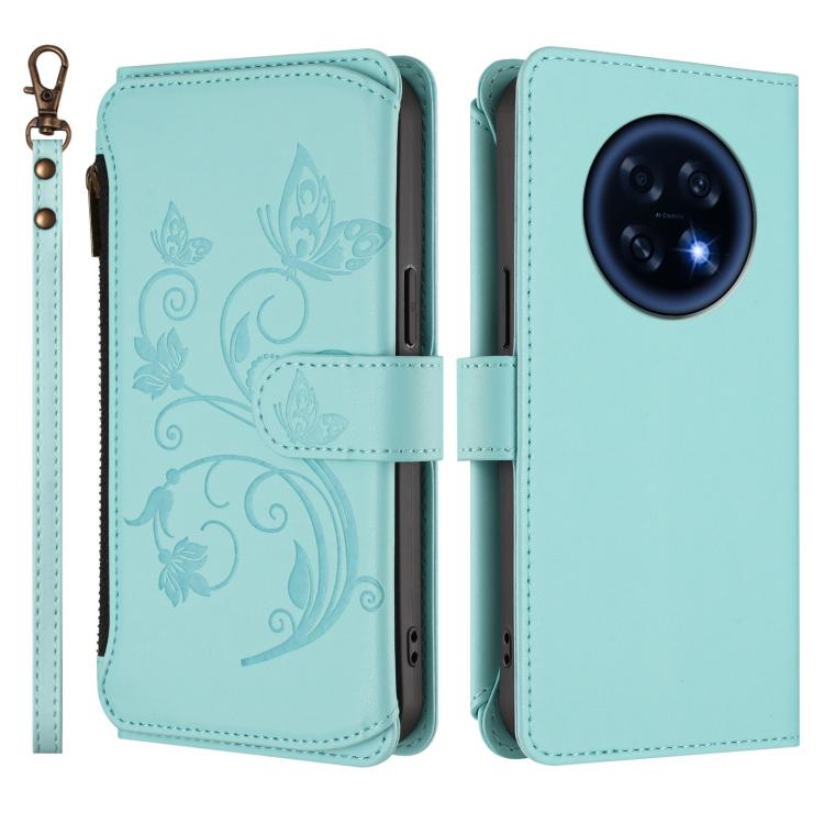 For OPPO A6 GT 5G Butterfly Love Flower Multi-card Zipper Wallet Leather Phone Case