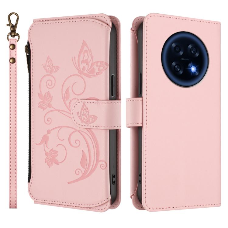 For OPPO A6 GT 5G Butterfly Love Flower Multi-card Zipper Wallet Leather Phone Case
