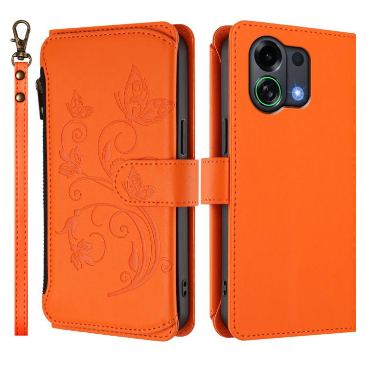 For OPPO K13 Turbo / K13 Turbo Pro 5G Butterfly Love Flower Multi-card Zipper Wallet Leather Phone Case