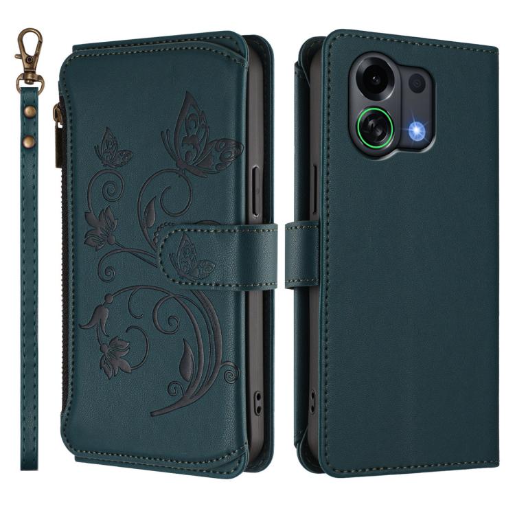 For OPPO K13 Turbo / K13 Turbo Pro 5G Butterfly Love Flower Multi-card Zipper Wallet Leather Phone Case