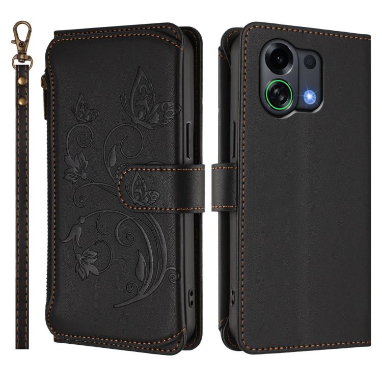 For OPPO K13 Turbo / K13 Turbo Pro 5G Butterfly Love Flower Multi-card Zipper Wallet Leather Phone Case