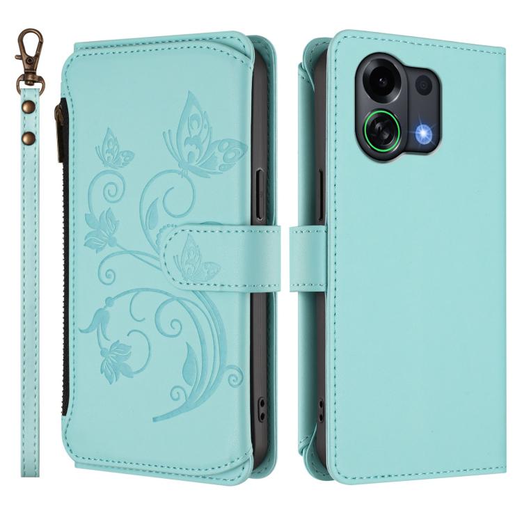 For OPPO K13 Turbo / K13 Turbo Pro 5G Butterfly Love Flower Multi-card Zipper Wallet Leather Phone Case