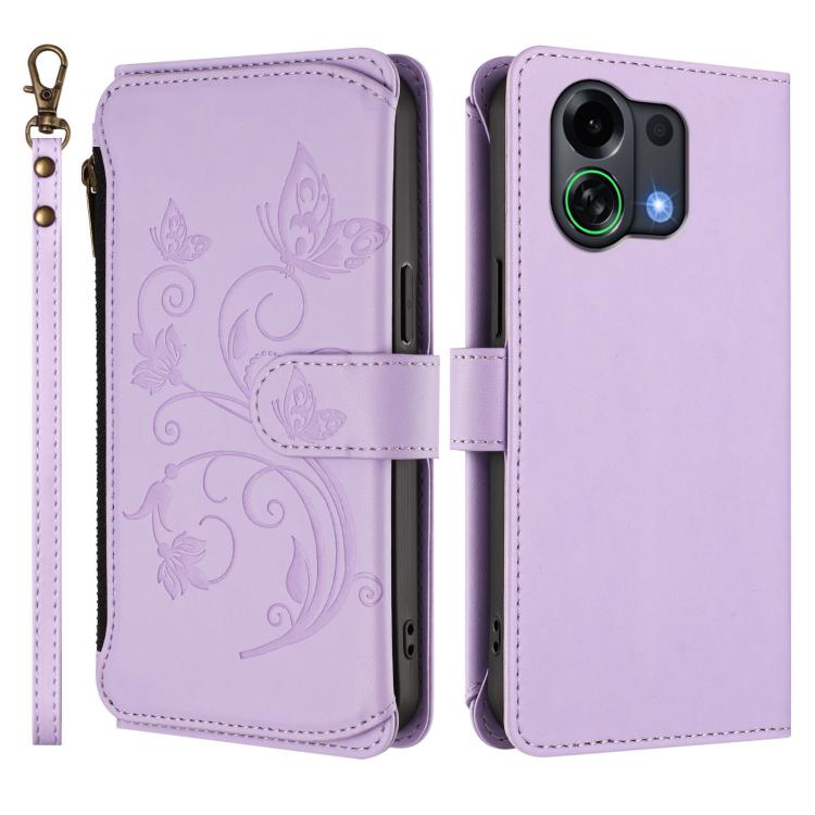 For OPPO K13 Turbo / K13 Turbo Pro 5G Butterfly Love Flower Multi-card Zipper Wallet Leather Phone Case