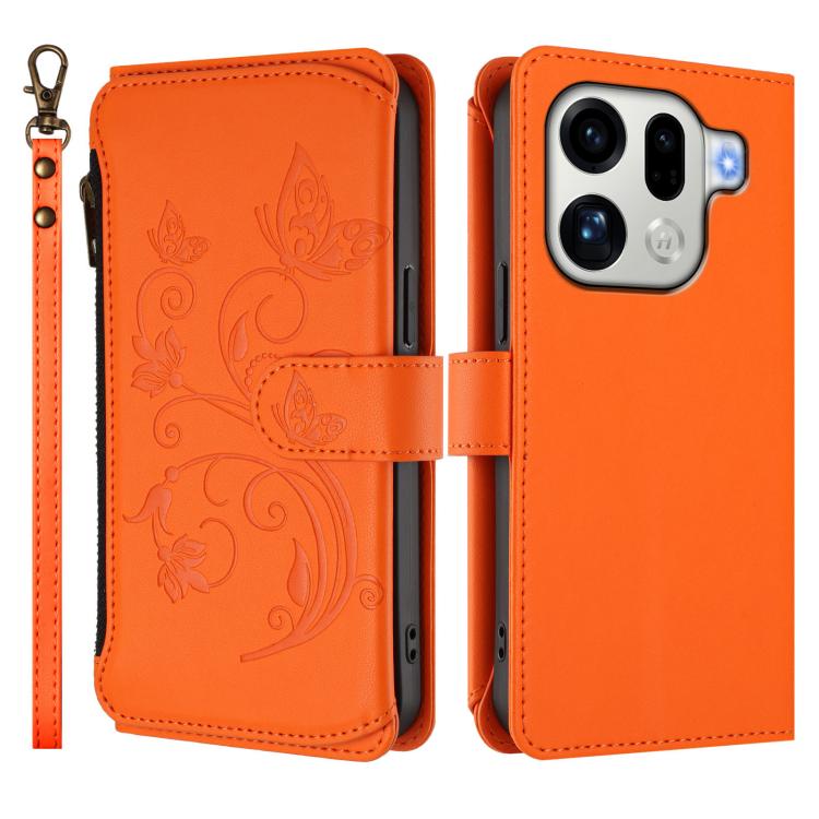 For OPPO Find X9 Pro Butterfly Love Flower Multi-card Zipper Wallet Leather Phone Case