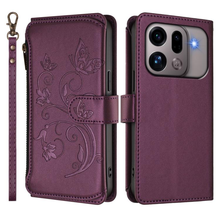 For OPPO Find X9s Pro 5G Butterfly Love Flower Multi-card Zipper Wallet Leather Phone Case